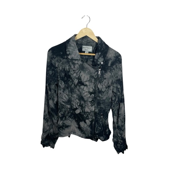 Evereve Marrakech Amber Tie Dye Moto Jacket in Black/White Size S - Picture 6 of 14